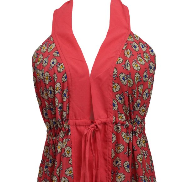 BOHO HALTER TIE-FRONT FLOWY MAXI TOP - Picture 5 of 7